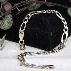 Sterling Silver Figaro Link Bracelet 925 Italy 5mm 7.75 Inch Mens Womens Jewelry
